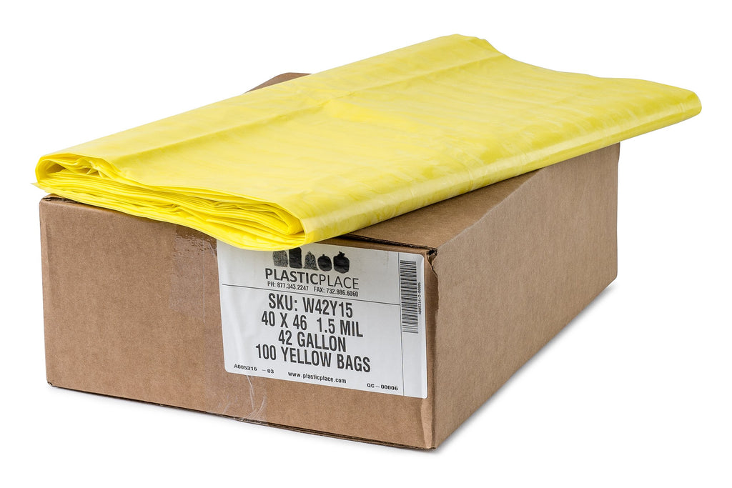 40-45 Gallon 1.5 Mil Yellow Trash Bags 100 Count B676
