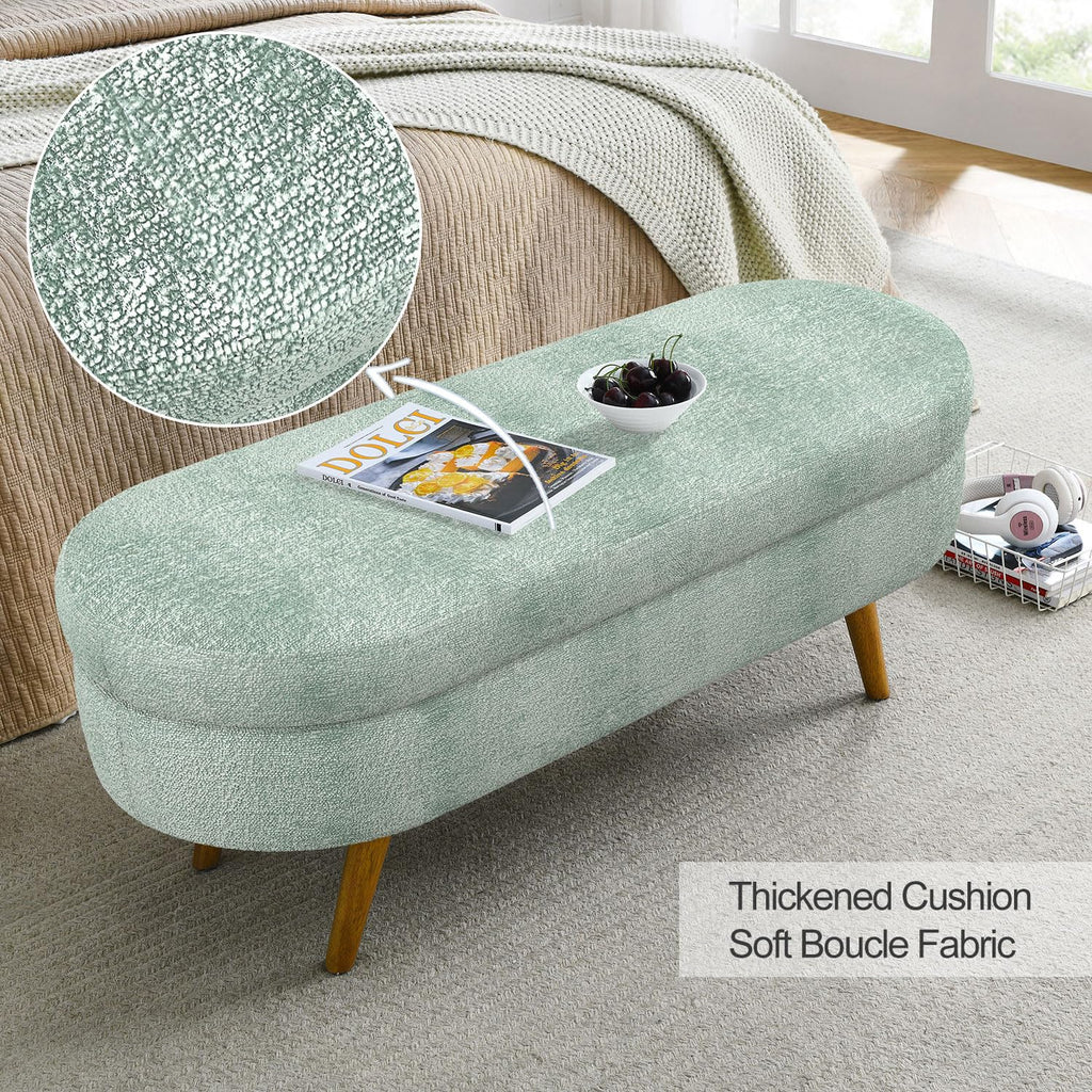 Cyan Boucle Storage Ottoman Bench B63638