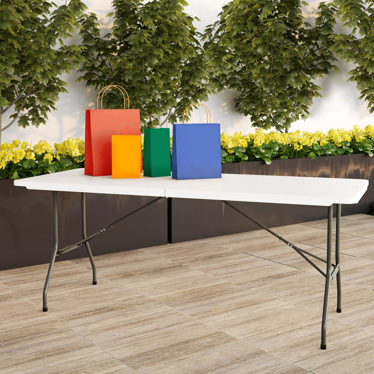 White 6ft Portable Folding Table D77316
