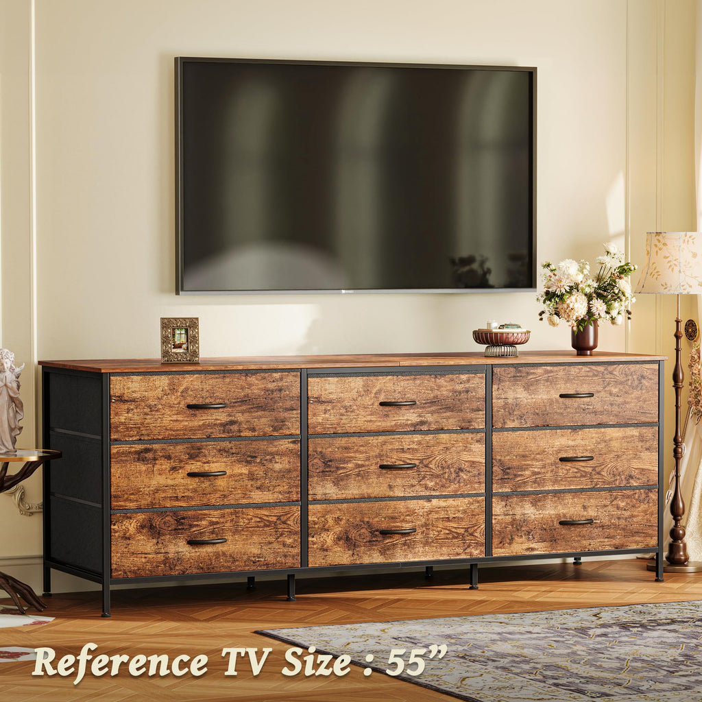 63 Inch 9 Fabric Drawer Dresser G9415