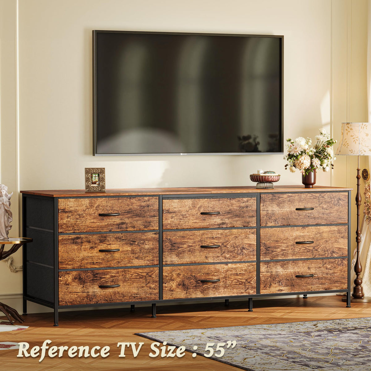 63 Inch 9 Fabric Drawer Dresser G9415