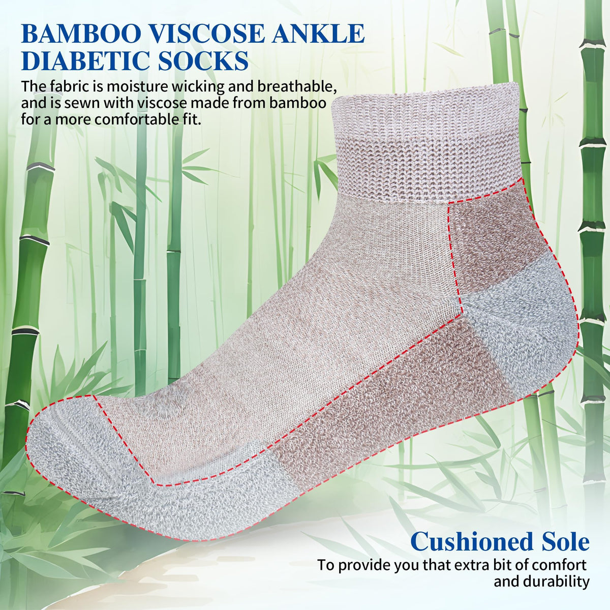 Diabetic Socks for Men, 10 Pairs Ankle & Low Cut Size 9-15 H92695