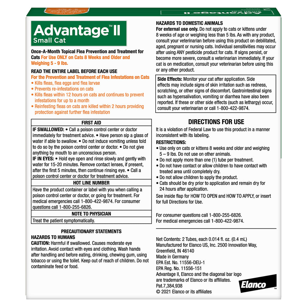 Advantage II Small Cat Topical Flea Treatment & Prevention, 2ct G510397