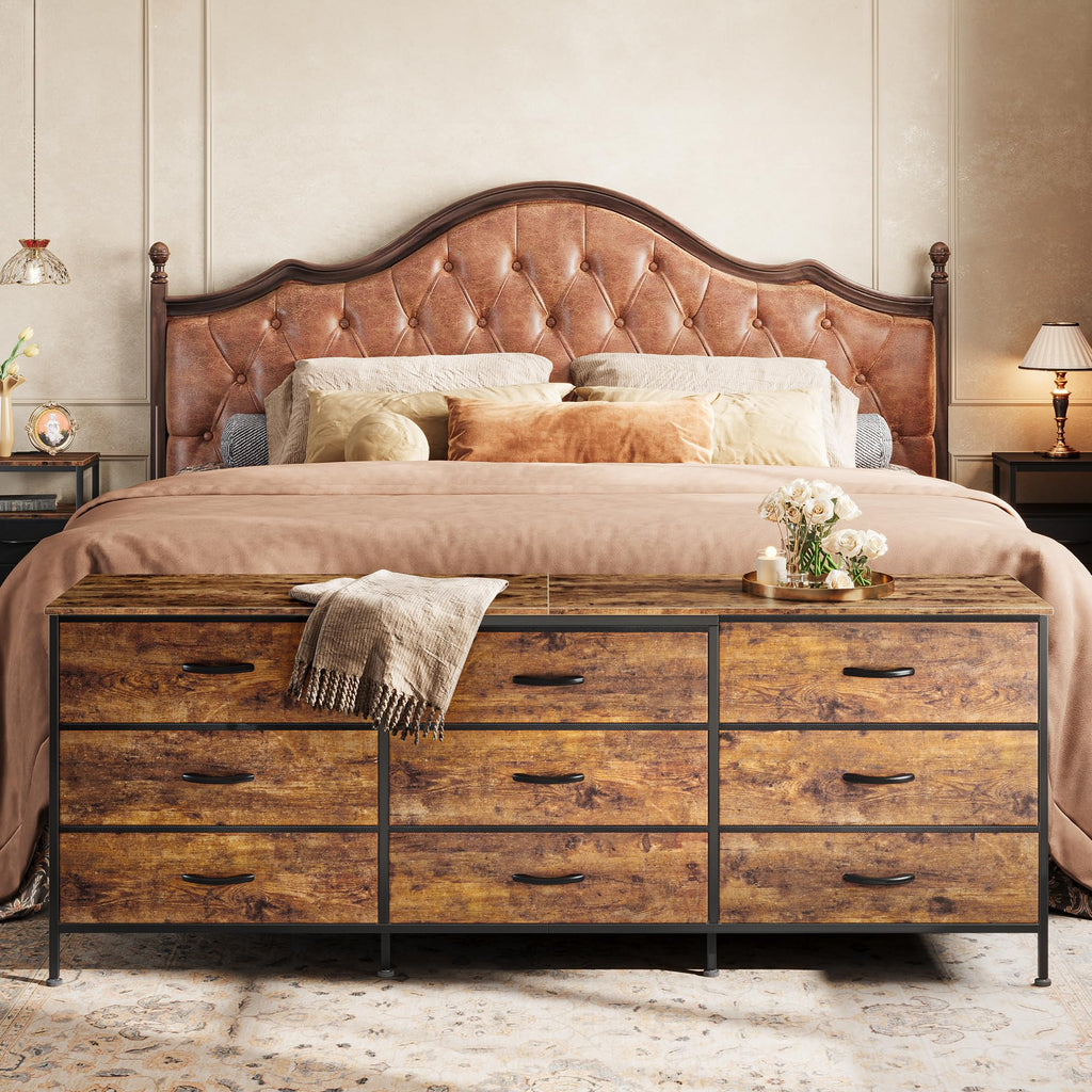 63 Inch 9 Fabric Drawer Dresser G9415