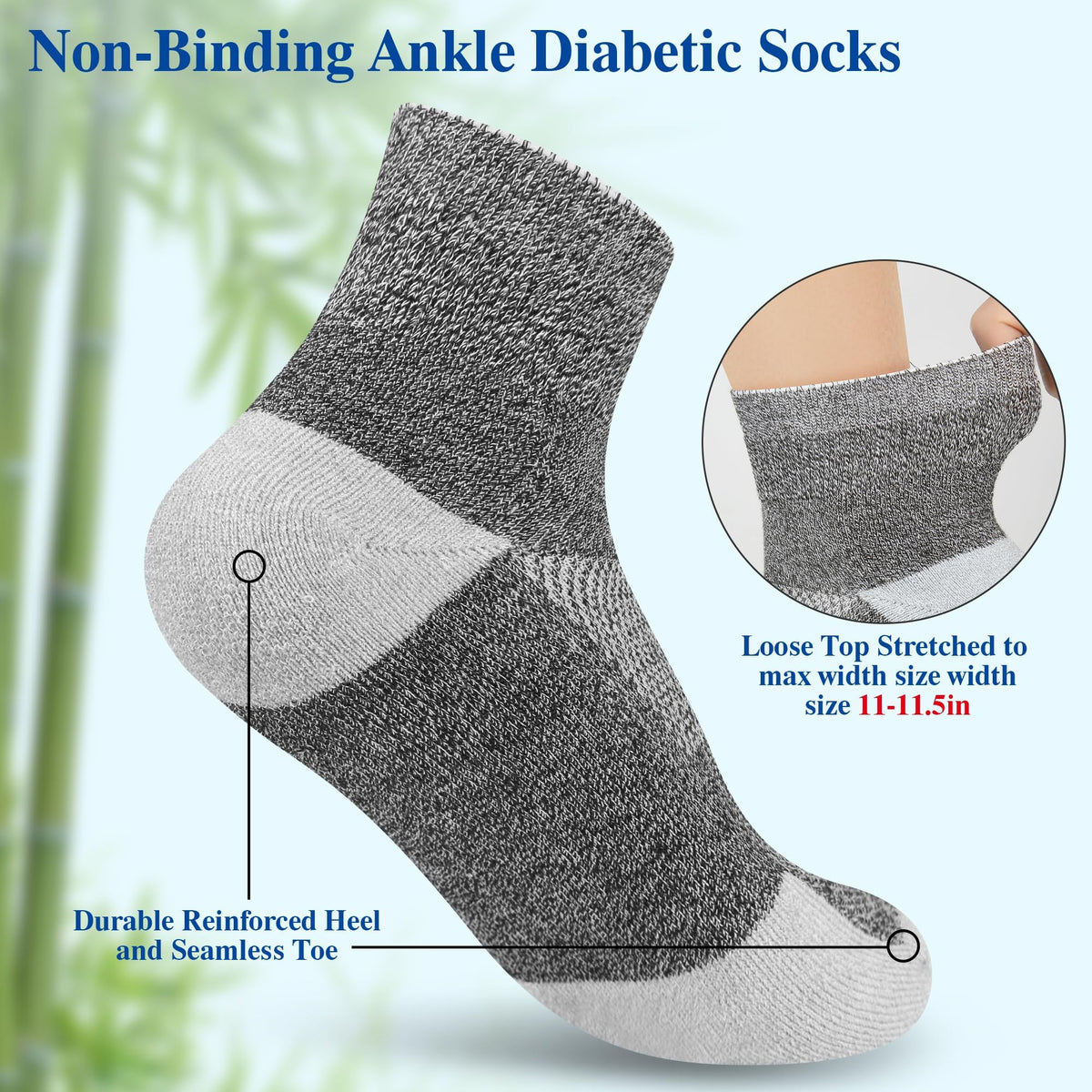 Diabetic Socks for Men, 10 Pairs Ankle & Low Cut Size 9-15 H92695